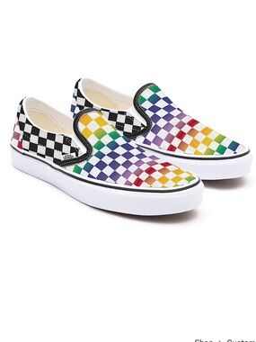 Vans Asher Slip On Rainbow Checkerboard Size 7.5 Women’s